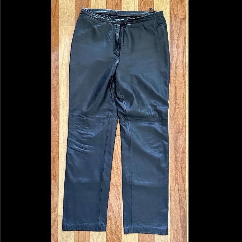 CHIC AM STUDIO BUTTER SOFT BLACK GENUINE LEATHER PANTS TROUSERS FULLY LINED 10